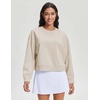 image:imageStelle Cropped Sweatshirts for Women Cotton Long Sleeve Crop Tops Crewneck Pullover Oversized SweaterWhite Beige