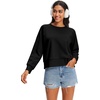 image:imageStelle Cropped Sweatshirts for Women Cotton Raglan Sleeve Crop Tops Crewneck Pullover Sweat ShirtsBlack