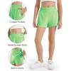 image:imageStelle Girls Athletic Shorts with Builtin Liner Zipper Pockets High Elastic Waist Running Shorts for Teen Youth GirlsNeon Green