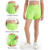 image:imageStelle Girls Athletic Shorts with Builtin Liner Zipper Pockets High Elastic Waist Running Shorts for Teen Youth GirlsNeon Yellow