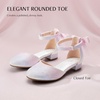 image:imageStelle Girls Dress Shoes Closed Toe Heels Ankle Strap Pumps Sandals Flower Wedding Party Princess Shoes for Toddler Little Big KidRainbow