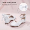 image:imageStelle Girls Dress Shoes Closed Toe Heels Ankle Strap Pumps Sandals Flower Wedding Party Princess Shoes for Toddler Little Big KidWhite