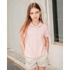 image:imageStelle Girls Peter Pan Collar Shirts Short Sleeve School Uniform Tops Polo Shirt Ruffle Cotton Pique Summer Tees for KidsLight Pink