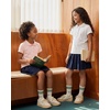 image:imageStelle Girls Peter Pan Collar Shirts Short Sleeve School Uniform Tops Polo Shirt Ruffle Cotton Pique Summer Tees for KidsLight Pink