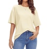 image:imageStelle Non See Through Oversized T Shirts Women Crew Neck Short Sleeve Summer Tops Soft Basic Tee ShirtCreme