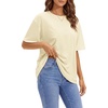 image:imageStelle Non See Through Oversized T Shirts Women Crew Neck Short Sleeve Summer Tops Soft Basic Tee ShirtCreme