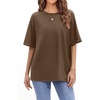 image:imageStelle Non See Through Oversized T Shirts Women Crew Neck Short Sleeve Summer Tops Soft Basic Tee ShirtMocha