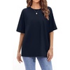 image:imageStelle Non See Through Oversized T Shirts Women Crew Neck Short Sleeve Summer Tops Soft Basic Tee ShirtNavy