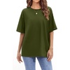 image:imageStelle Non See Through Oversized T Shirts Women Crew Neck Short Sleeve Summer Tops Soft Basic Tee ShirtOlive Green
