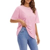 image:imageStelle Non See Through Oversized T Shirts Women Crew Neck Short Sleeve Summer Tops Soft Basic Tee ShirtPink