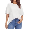 image:imageStelle Non See Through Oversized T Shirts Women Crew Neck Short Sleeve Summer Tops Soft Basic Tee ShirtWhite