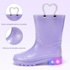 image:imageStelle Rain Boots for Girls With Glitter Light up Rain Boots Kids Waterproof Easy On Handles Lightweight OutdoorsLavender