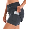 image:imageStelle Women 2 in 1 Running Shorts High Waisted Athletic Shorts Gym Workout Shorts with Liner Zipper PocketsGrey