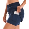 image:imageStelle Women 2 in 1 Running Shorts High Waisted Athletic Shorts Gym Workout Shorts with Liner Zipper PocketsNavy