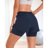image:imageStelle Women 2 in 1 Running Shorts High Waisted Athletic Shorts Gym Workout Shorts with Liner Zipper PocketsNavy