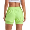 image:imageStelle Women 2 in 1 Running Shorts High Waisted Athletic Shorts Gym Workout Shorts with Liner Zipper PocketsNeon Yellow
