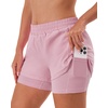 image:imageStelle Women 2 in 1 Running Shorts High Waisted Athletic Shorts Gym Workout Shorts with Liner Zipper PocketsPink