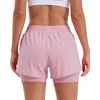image:imageStelle Women 2 in 1 Running Shorts High Waisted Athletic Shorts Gym Workout Shorts with Liner Zipper PocketsPink