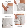 image:imageStelle Women 2 in 1 Running Shorts High Waisted Athletic Shorts Gym Workout Shorts with Liner Zipper PocketsSandy Grey