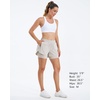 image:imageStelle Women 2 in 1 Running Shorts High Waisted Athletic Shorts Gym Workout Shorts with Liner Zipper PocketsSandy Grey