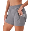 image:imageStelle Women 2 in 1 Running Shorts High Waisted Athletic Shorts Gym Workout Shorts with Liner Zipper PocketsSmoke Grey
