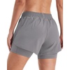 image:imageStelle Women 2 in 1 Running Shorts High Waisted Athletic Shorts Gym Workout Shorts with Liner Zipper PocketsSmoke Grey