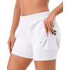 image:imageStelle Women 2 in 1 Running Shorts High Waisted Athletic Shorts Gym Workout Shorts with Liner Zipper PocketsWhite
