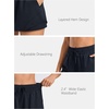 image:imageStelle Women Running Shorts with Pockets High Waisted Drawstring Athletic Workout QuickDry Gym Shorts Mesh LinerNavy