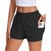 image:imageStelle Womens 2 in 1 Running Shorts Athletic Workout Gym Shorts High Waisted Shorts with Liner Zipper PocketsBlack