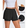 image:imageStelle Womens 2 in 1 Running Shorts Athletic Workout Gym Shorts High Waisted Shorts with Liner Zipper PocketsBlack