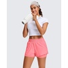image:imageStelle Womens 2 in 1 Running Shorts Athletic Workout Gym Shorts High Waisted Shorts with Liner Zipper PocketsCoral