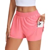 image:imageStelle Womens 2 in 1 Running Shorts Athletic Workout Gym Shorts High Waisted Shorts with Liner Zipper PocketsCoral