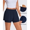 image:imageStelle Womens 2 in 1 Running Shorts Athletic Workout Gym Shorts High Waisted Shorts with Liner Zipper PocketsNavy