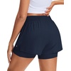 image:imageStelle Womens 2 in 1 Running Shorts Athletic Workout Gym Shorts High Waisted Shorts with Liner Zipper PocketsNavy
