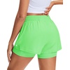 image:imageStelle Womens 2 in 1 Running Shorts Athletic Workout Gym Shorts High Waisted Shorts with Liner Zipper PocketsNeon Green