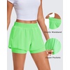 image:imageStelle Womens 2 in 1 Running Shorts Athletic Workout Gym Shorts High Waisted Shorts with Liner Zipper PocketsNeon Green