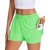 image:imageStelle Womens 2 in 1 Running Shorts Athletic Workout Gym Shorts High Waisted Shorts with Liner Zipper PocketsNeon Green