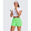 image:imageStelle Womens 2 in 1 Running Shorts Athletic Workout Gym Shorts High Waisted Shorts with Liner Zipper PocketsNeon Green