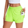 image:imageStelle Womens 2 in 1 Running Shorts Athletic Workout Gym Shorts High Waisted Shorts with Liner Zipper PocketsNeon Yellow