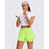image:imageStelle Womens 2 in 1 Running Shorts Athletic Workout Gym Shorts High Waisted Shorts with Liner Zipper PocketsNeon Yellow