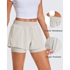 image:imageStelle Womens 2 in 1 Running Shorts Athletic Workout Gym Shorts High Waisted Shorts with Liner Zipper PocketsSandy Grey