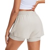 image:imageStelle Womens 2 in 1 Running Shorts Athletic Workout Gym Shorts High Waisted Shorts with Liner Zipper PocketsSandy Grey