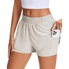image:imageStelle Womens 2 in 1 Running Shorts Athletic Workout Gym Shorts High Waisted Shorts with Liner Zipper PocketsSandy Grey