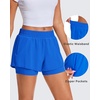 image:imageStelle Womens 2 in 1 Running Shorts Athletic Workout Gym Shorts High Waisted Shorts with Liner Zipper PocketsSapphire