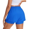 image:imageStelle Womens 2 in 1 Running Shorts Athletic Workout Gym Shorts High Waisted Shorts with Liner Zipper PocketsSapphire