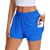 image:imageStelle Womens 2 in 1 Running Shorts Athletic Workout Gym Shorts High Waisted Shorts with Liner Zipper PocketsSapphire