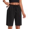 image:imageStelle Womens Cotton Bermuda Shorts 10 Long Knee Length Comfy Sweat Shorts with Deep Pockets Lounge Casual Summer10 Black
