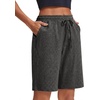image:imageStelle Womens Cotton Bermuda Shorts 10 Long Knee Length Comfy Sweat Shorts with Deep Pockets Lounge Casual Summer10 Heather Charcoal
