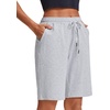 image:imageStelle Womens Cotton Bermuda Shorts 10 Long Knee Length Comfy Sweat Shorts with Deep Pockets Lounge Casual Summer10 Light Grey