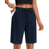 image:imageStelle Womens Cotton Bermuda Shorts 10 Long Knee Length Comfy Sweat Shorts with Deep Pockets Lounge Casual Summer10 Navy